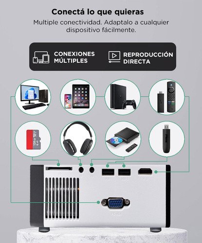 Proyector Portatil Gadnic P-3129 Fhd Soporta 4k Bt Multi Conexion 5000 Lúmenes Control Remoto 40 A 150 - Image 3