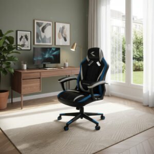 Silla Gamer Ergonomica Ken Brown Mag-10 Negro/azul/blanco Negro/azul/blanco Cuero Sintético