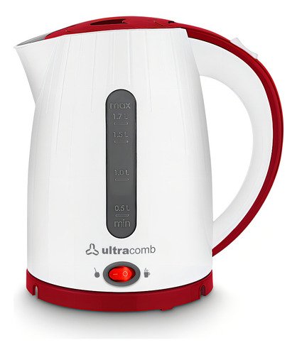Pava Electrica Ultracomb Pe-4907b Blanca Y Roja 1.7l Color Blanco