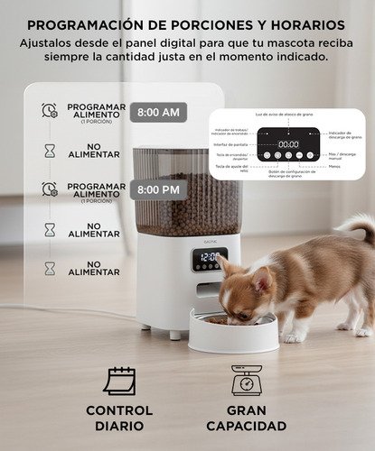 Comedero Automático Gadnic Dispenser Alimento 5 Lts Programa Blanco - Image 4