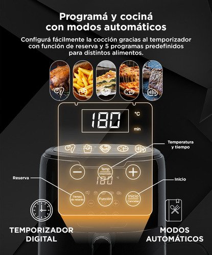 Freidora De Aire Cuk By Gadnic F2.6 1300w 4.2 Litros Cocina Saludable Sin Aceite Antiadherente Negro - Image 3