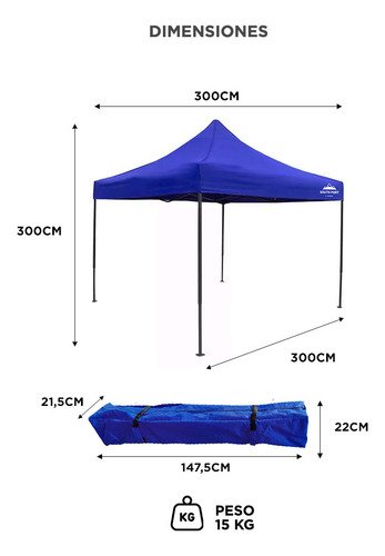 Gazebo South Port By Gadnic 3x3-m Plegable 3x3 Reforzado Paredes Con Ventana Resistente Al Viento - Image 5