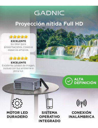Proyector Gadnic Cinemax Fhd 1080p Led 8000 Lúmenes Bt Conexión Inalámbrica - Image 2