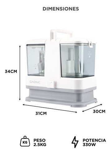 Aspiradora Gadnic Dustmaster Limpiador De Manchas Difíciles Tapizados 330w Doble Depósito Blanco - Image 6