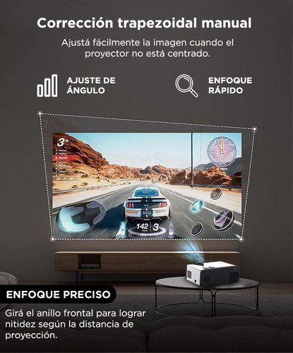 Proyector Portatil Gadnic P-3129 Fhd Soporta 4k Bt Multi Conexion 5000 Lúmenes Control Remoto 40 A 150 - Image 4