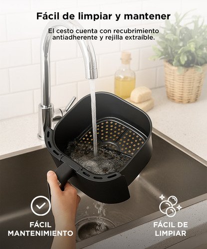 Freidora De Aire Cuk By Gadnic F2.6 1300w 4.2 Litros Cocina Saludable Sin Aceite Antiadherente Negro - Image 4