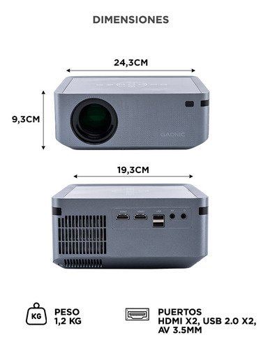 Proyector Gadnic Cinemax Fhd 1080p Led 8000 Lúmenes Bt Conexión Inalámbrica - Image 6