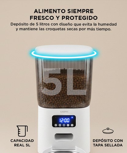 Comedero Automático Gadnic Dispenser Alimento 5 Lts Programa Blanco - Image 3