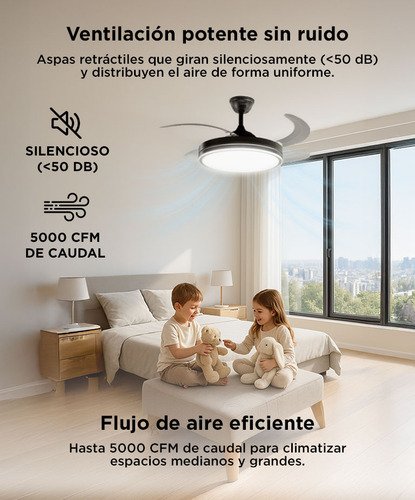Ventilador De Techo Lumifan Gadnic 4 Aspas Retractiles Abs Luz - Image 3