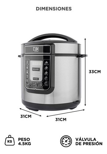 Arrocera Eléctrica Cuk By Gadnic Hd100 Olla A Presión Válvula De Seguridad 1000w 6 Litros Color Gris - Image 5