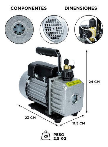 Bomba De Vacío Gadnic 30l 124w 1 Etapa Refrigeración - Image 6