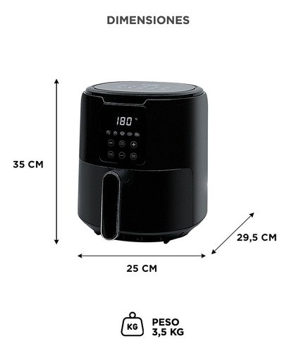 Freidora De Aire Cuk By Gadnic F2.6 1300w 4.2 Litros Cocina Saludable Sin Aceite Antiadherente Negro - Image 6