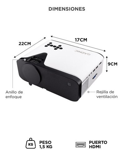 Proyector Portatil Gadnic P-3129 Fhd Soporta 4k Bt Multi Conexion 5000 Lúmenes Control Remoto 40 A 150 - Image 6