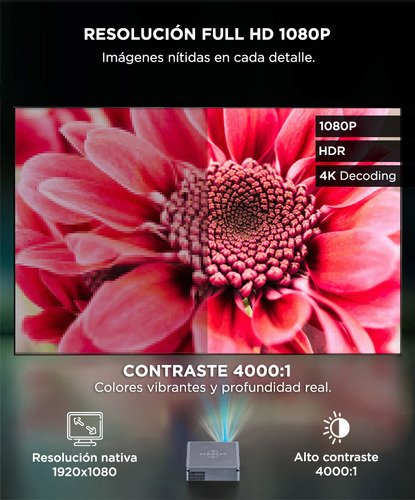 Proyector Gadnic Cinemax Fhd 1080p Led 8000 Lúmenes Bt Conexión Inalámbrica - Image 5
