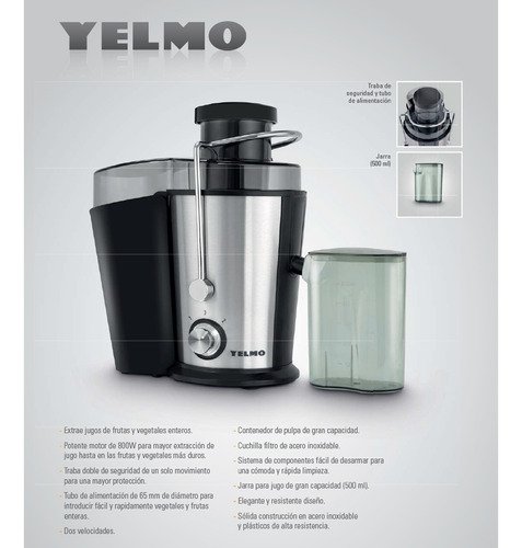 Juguera Extractor Jugo Yelmo Jg-1707 800w 500ml Acero Inox Color Plateado - Image 5