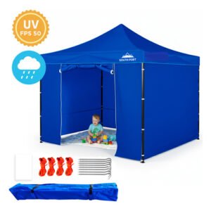 Gazebo Gadnic 3x3m-zip Con Puerta Y Paredes 3x3 Metros Para Exteriores Carpa Impermeable Plegable Reforzado Azul