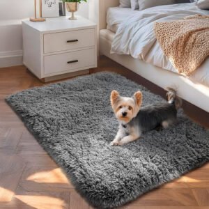 Alfombra Felpa Super Soft Hipoalergénica Lavable 1x0.6 Mts 1 M 60 Cm Gris Liso