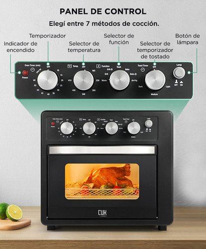 Horno Y Freidora De Aire Gadnic 19l 7 Funciones 1700w Convección Luz Indicadora Timer 7 Modos Función Grill Negro - Image 4