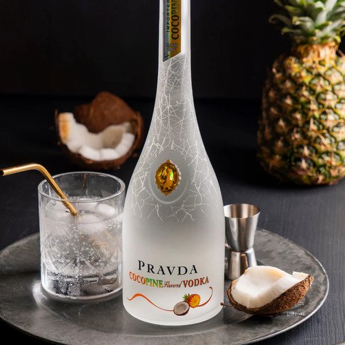 Vodka Pravda Cocopine Sabor Anana Coco Luminoso Led 750ml - Image 2