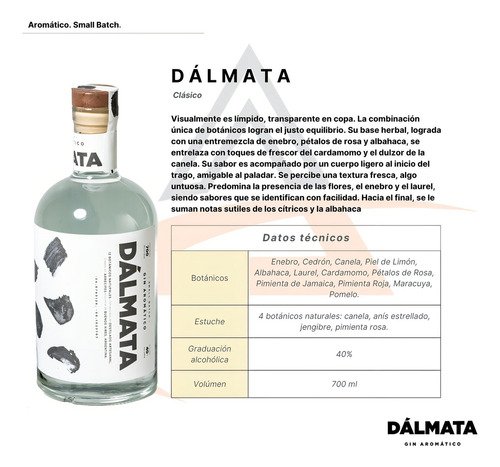 Gin Dalmata Clásico Small Batch 700 Ml Flores Enebro Laurel Cítricos - Image 6