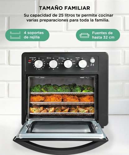 Horno Y Freidora De Aire Gadnic 19l 7 Funciones 1700w Convección Luz Indicadora Timer 7 Modos Función Grill Negro - Image 5