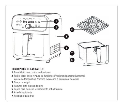 Freidora De Aire Ultracomb Fr-8616 Digital 6,5 Lts 1600w Color Negro - Image 6