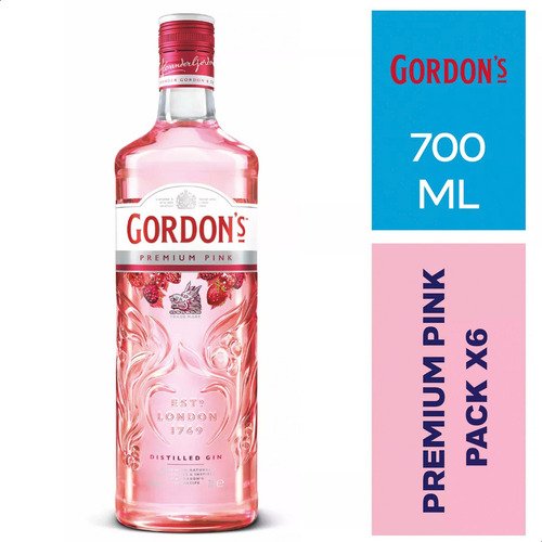 Gin Gordon's Pink London Dry Botella 700ml Pack 6 Unidades - Image 4