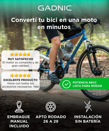 Kit Motor Gadnic Bicmot01 Motor 2 Tiempos 80cc Bicicleta 2t Velocidad Extendida Gris - Image 2