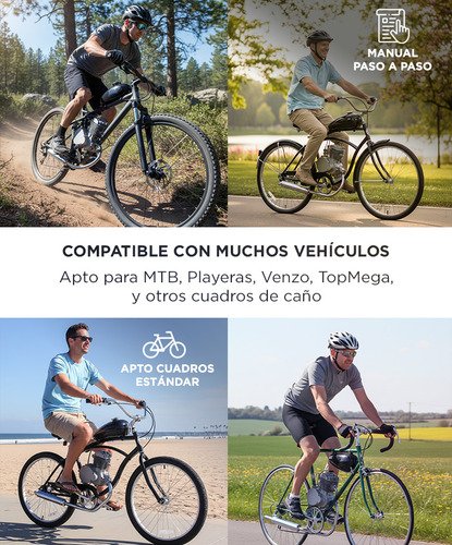 Kit Motor Gadnic Bicmot01 Motor 2 Tiempos 80cc Bicicleta 2t Velocidad Extendida Gris - Image 3