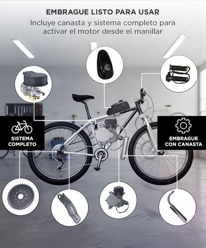 Kit Motor Gadnic Bicmot01 Motor 2 Tiempos 80cc Bicicleta 2t Velocidad Extendida Gris - Image 4