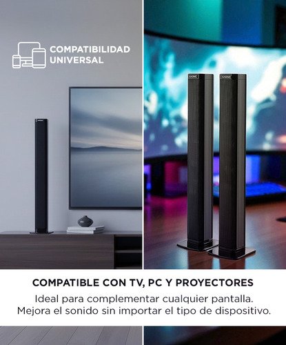 Barra De Sonido Gadnic Bs1000 2en1 Aux Bt Optical 80w Multi Conexión Aux Microsd Led Display Negro - Image 4