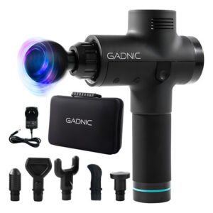 Pistola Masajeadora Gadnic Gun Alta Intensidad 30 Niveles Motor Brushless Batería 2400 Mah 3000 Rpm 36 W Negro