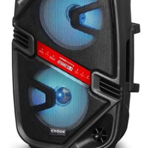 Parlante Potenciado Portatil Crown Mustang Atomic 6.5 Luces Bluetooth Doble Woofer Negro