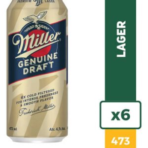 Cerveza Miller Genuine Draft 473ml X6