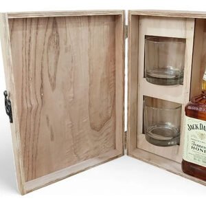 Jack Daniels Honey 700ml + 2 Vasos Estuche Madera Gift Box