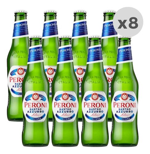 Cerveza Peroni Nastro Azzurro Botella 330ml Origen Italia X8