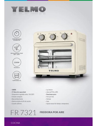 Freidora Yelmo Freidora De Aire Fr-7321 Sin Aceite Multifunción Color Crema - Image 6