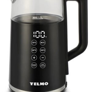 Pava Eléctrica Yelmo Pe-3922 Con Pantalla Digital Y Selección De Temperatura 1.7 Litros Ideal Para Mate Café Te Color Negro