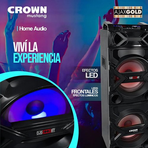 Parlante Crown Mustang Djs-1002bt Portátil Con Bluetooth Negro - Image 5