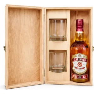 Chivas Regal 12 Años 700ml+2 Vasos En Estuche Madera Giftbox