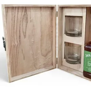 Jack Daniels Apple 700ml + 2 Vasos Estuche Madera Gift Box