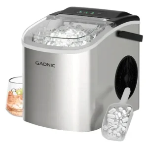 Maquina De Hielo Gadnic Acero Inoxidable 12 A 15kg Dia Panel Tactil Canasta Pala Tanque 1.2l Plateado