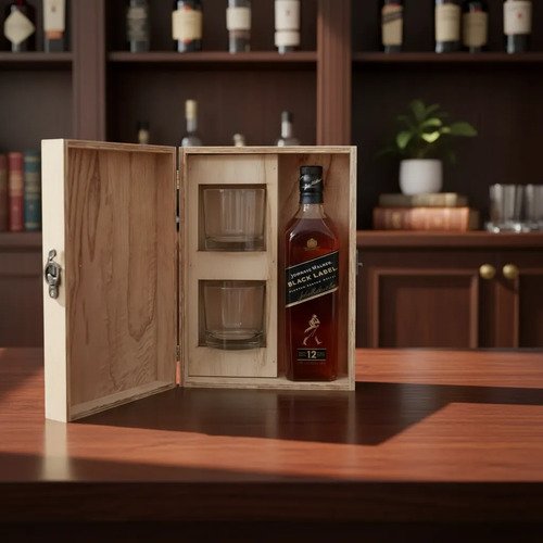 Johnnie Walker Black Label 700ml + 2 Vasos Estuche Gift Box - Image 3