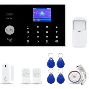 Kit Alarma Domiciliaria Gadnic Inalámbrica Gsm Pantalla Led Táctil Control Remoto Al3000 Blanco