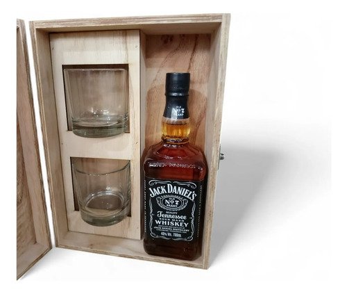 Jack Daniels N° 7 700ml + 2 Vasos Estuche Madera Gift Box - Image 2