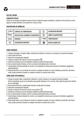 Horno Eléctrico 140 Litros Yelmo Yl-140cln Color Gris/negro 2800w Turbo Convección Con Luz - Image 7