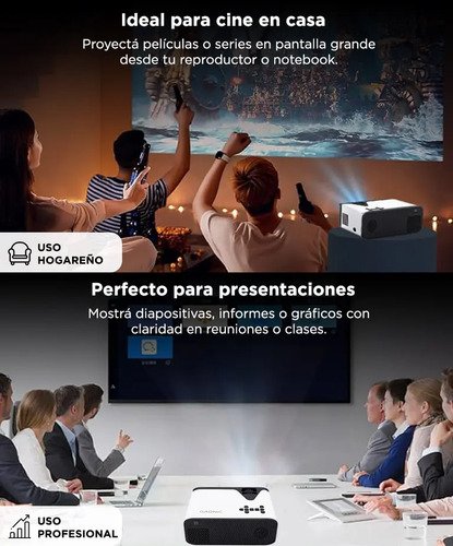 Proyector Portatil Gadnic P-3129 Fhd Soporta 4k Bt Multi Conexion 5000 Lúmenes Control Remoto 40 A 150 Blanco - Image 5