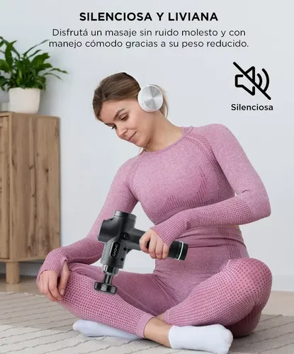 Pistola Masajeadora Exp Mass Gadnic 30 Velocidades 12 Cabezales Portátil Recargable Lcd Motor Brushless Recuperación Muscular Silenciosa Negro - Image 4