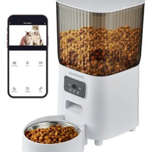 Comedero Para Mascotas Gadnic Automatico Dispenser Alimento 5 Lts Control Desde App Acero Inoxidable Conexion Inalambrica Audio Bidireccional Blanco