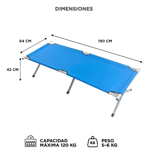 Catre Aluminio Plegable Gadnic Portable Con Bolso Campamento Soporta 120kg Azul - Image 6